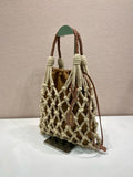 Brown Medium-Sized Cotton Macramé Woven Bag |1BC111_2DI2_F04HU_V_OOR