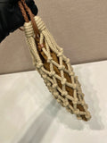 Brown Medium-Sized Cotton Macramé Woven Bag |1BC111_2DI2_F04HU_V_OOR