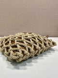 Brown Medium-Sized Cotton Macramé Woven Bag |1BC111_2DI2_F04HU_V_OOR