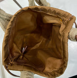 Brown Medium-Sized Cotton Macramé Woven Bag |1BC111_2DI2_F04HU_V_OOR