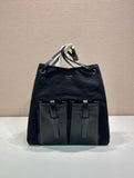 Large Black Canvas and Leather Tote Bag |1BG644_2G6S_F0002_V_OOO