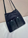 Large Black Canvas and Leather Tote Bag |1BG644_2G6S_F0002_V_OOO