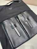 Large Black Canvas and Leather Tote Bag |1BG644_2G6S_F0002_V_OOO