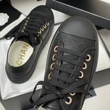 Women's Classic Double C Logo Black Printed Lambskin Sneakers| G46368 B19815 NAFDD