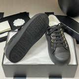 Women's Classic Double C Logo Black Printed Lambskin Sneakers| G46368 B19815 NAFDD