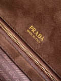 Brown Medium Suede Tote Bag |1BG641_2G6D_F0324_V_OOO