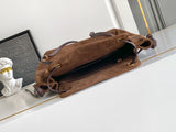 Brown Medium Suede Tote Bag| 1BG641_2G6D_F0324_V_OOO