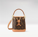 Brown Monogram-Coated Canvas Nano Noé Mini Bucket Bag |M81266