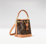 Brown Monogram-Coated Canvas Nano Noé Mini Bucket Bag |M81266