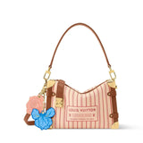 Striped Print Canvas Side Trunk MM Handbag|M28469
