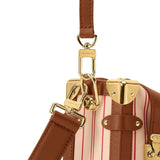 Striped Print Canvas Side Trunk MM Handbag|M28469