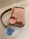 Striped Print Canvas Side Trunk MM Handbag|M28469