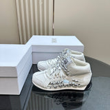 Women's First High-Top Sneakers in White Calfskin and Mesh| KCK431CTF_S19W