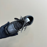Women's First High-Top Sneakers in Black Cowhide Leather and Mesh| KCK386SNJ_S900
