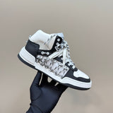 Women's High-Top Sneaker in white and black calf leather with white technical mesh| KCK431CTF_S19W
