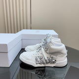 Women's First Series High-Top Sneakers in White Calfskin and Technical Mesh| KCK431CTF_S10W