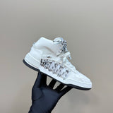 Women's First Series High-Top Sneakers in White Calfskin and Technical Mesh| KCK431CTF_S10W