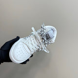 Women's First Series High-Top Sneakers in White Calfskin and Technical Mesh| KCK431CTF_S10W