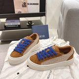 Men's B33 Sneakers Brown and Beige Oblique Jacquard with Brown Suede| 3SN303ZWN_H781