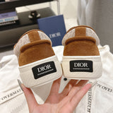 Men's B33 Sneakers Brown and Beige Oblique Jacquard with Brown Suede| 3SN303ZWN_H781