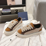 Men's B33 Low-Top Sneakers in Brown and Cream Oblique Jacquard Fabric with Brown and Cognac Suede Accents | 3SN303ZWN_H781