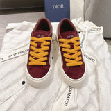 Men's B33 Spin Low-Top Sneakers Beige Oblique Jacquard Fabric with Burgundy Suede| 3SN303ZWN H411