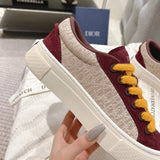 Men's B33 Spin Low-Top Sneakers Beige Oblique Jacquard Fabric with Burgundy Suede| 3SN303ZWN H411