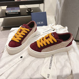 Men's B33 Spin Low-Top Sneakers Beige Oblique Jacquard Fabric with Burgundy Suede| 3SN303ZWN H411