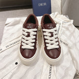 Men's B33 Limited Edition Sneakers Burgundy Smooth Calfskin with Beige Oblique Embossed Embroidery |3SN303ZYQ-H333