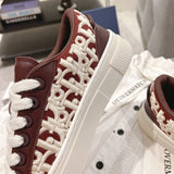 Men's B33 Limited Edition Sneakers Burgundy Smooth Calfskin with Beige Oblique Embossed Embroidery |3SN303ZYQ-H333