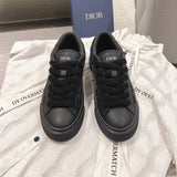 B33 Men's Black Smooth Calfskin Leather Sneakers with Black Oblique Embossed Embroidery| 3SN303ZYQ_H900