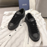 B33 Men's Black Smooth Calfskin Leather Sneakers with Black Oblique Embossed Embroidery| 3SN303ZYQ_H900