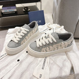 B33 Men's Sneakers Gray Smooth Calfskin with Cream Oblique Embossed Embroidery| 3SN303ZYQ_H868