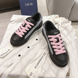 Collaboration B33 Men's Black Smooth Calfskin and Gray Oblique Embroidered Low-Top Sneakers |3SN303ZYQ_H968