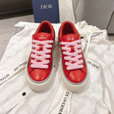B33 Men's Low-Top Sneakers Red Smooth Calfskin with Red Oblique Jacquard| 3SN303ZDE-H331