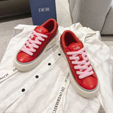 B33 Men's Low-Top Sneakers Red Smooth Calfskin with Red Oblique Jacquard| 3SN303ZDE-H331
