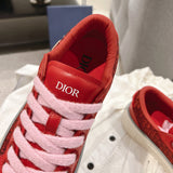 B33 Men's Low-Top Sneakers Red Smooth Calfskin with Red Oblique Jacquard| 3SN303ZDE-H331