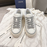 B33 Grey Calfskin and Oblique Jacquard Men's Sneakers|3SN303ZDE_H068