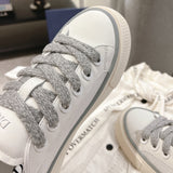 B33 Grey Calfskin and Oblique Jacquard Men's Sneakers|3SN303ZDE_H068