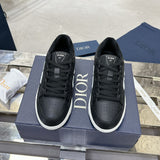 B57 Dribble Men's Low-Top Sneakers Black and white smooth calf leather with beige and black Oblique jacquard fabric| 3SN318ZXU_H960