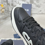 B57 Dribble Men's Low-Top Sneakers Black and white smooth calf leather with beige and black Oblique jacquard fabric| 3SN318ZXU_H960