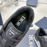 B57 Dribble Men's Low-Top Sneakers Black and white smooth calf leather with beige and black Oblique jacquard fabric| 3SN318ZXU_H960