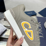 Men's B57 Limited Edition Numbered Style Gray and Yellow Two-Tone Smooth Calfskin Low-Top Sneakers |3SN318ZDL_H822