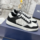 B27 Low-Top Sneakers: White smooth calf leather, black denim fabric, and white Oblique Galaxy print leather|3SN272ZAC_H960