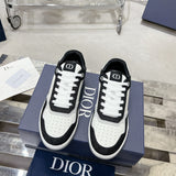 B27 Low-Top Sneakers: White smooth calf leather, black denim fabric, and white Oblique Galaxy print leather|3SN272ZAC_H960