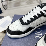 B27 Low-Top Sneakers: White smooth calf leather, black denim fabric, and white Oblique Galaxy print leather|3SN272ZAC_H960