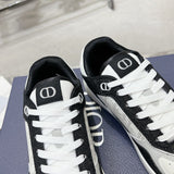 B27 Low-Top Sneakers: White smooth calf leather, black denim fabric, and white Oblique Galaxy print leather|3SN272ZAC_H960