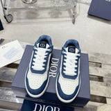B27 Uptown Men's Low-Top Sneakers White Smooth Calfskin, Blue Denim, and White Oblique Galaxy Leather|3SN272ZAC_H580