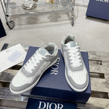 B27 Men's Low-Top Sneakers in Grey and White Smooth Calfskin with White Oblique |3SN272ZIJ_H890