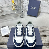 B27 Uptown Men's Low-Top Sneakers, White Smooth Cowhide Leather, Blue Denim, and White |3SN272ZWZ_H580